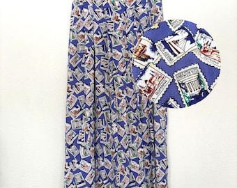 Vintage Lady Dartmouth Womens Novelty Boho Maxi Skirt 12 Cottagecore Retro 90s