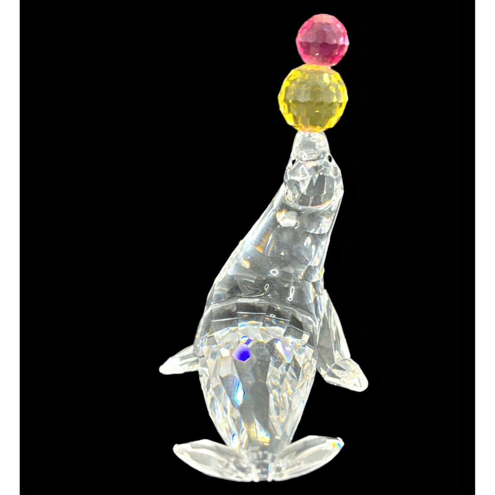 Swarovski Crystal Playing Seal Figurine Juggling Balancing Ball