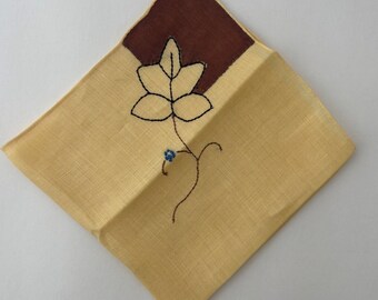 Vintage Yellow Embroidered Bridesmaid Hankie Wedding Whimsy Cottage Core Granny