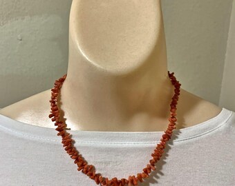 Vintage Orange Bamboo Coral Choker Necklace Boho Earthy Granola Cottage Indie