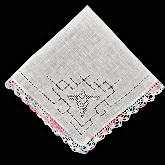 Pulled Thread Drawnwork Bridesmaid Handkerchief C… - image 1