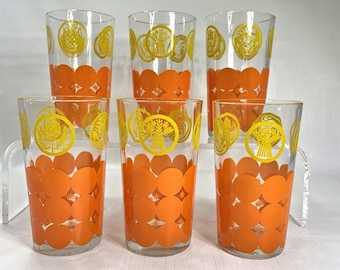 Vintage Farmhouse Polka Dot Tumblers Drinking Glasses Country Retro Set 6