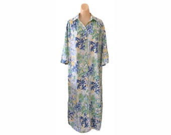 Vintage Models Coat Size 8 House Dress Robe Pearl Snaps Pockets Floral Granny