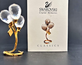 Retired Vintage Swarovski Crystal Memories Gold Miniature Balloons Figurine