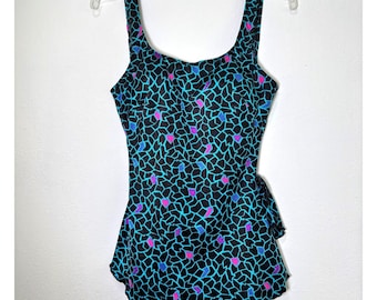 Vintage Maxine of Hollywood One Piece Swimsuit Size 16 Beach Vacation Travel