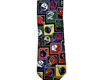 Vintage NFL Herren Neuheit Krawatte Team Logos 80er Jahre NFC Helme Made USA Football