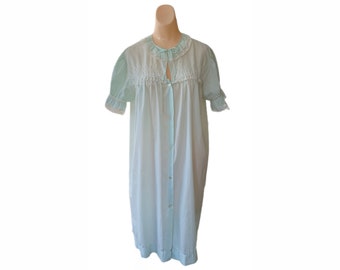 Retro 1970's Barbizon Denise Nightgown Medium Pale Blue Lace Button Front Vintage