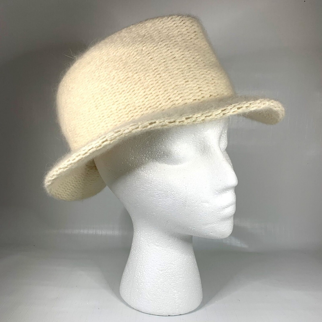 Vintage Womens Italian Angora Blend Hat Knit Wool Gimbels  display picture 2
