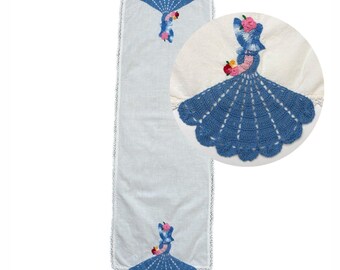 Vintage Dresser Scarf Doily Runner Crochet Lace Cottage Core Shabby Decor Granny
