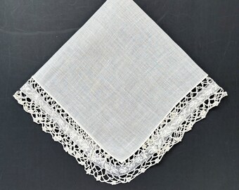 Crochet Lace Wedding Handkerchief Bride Victorian Cottage Core Granny Vintage