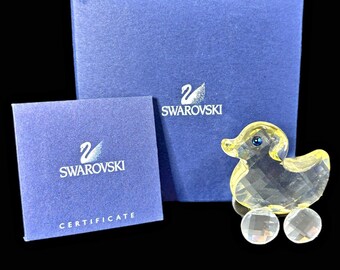 Retired Swarovski Yellow Crystal Lucy Duck Figurine Rolling Wheels 2006 BOX