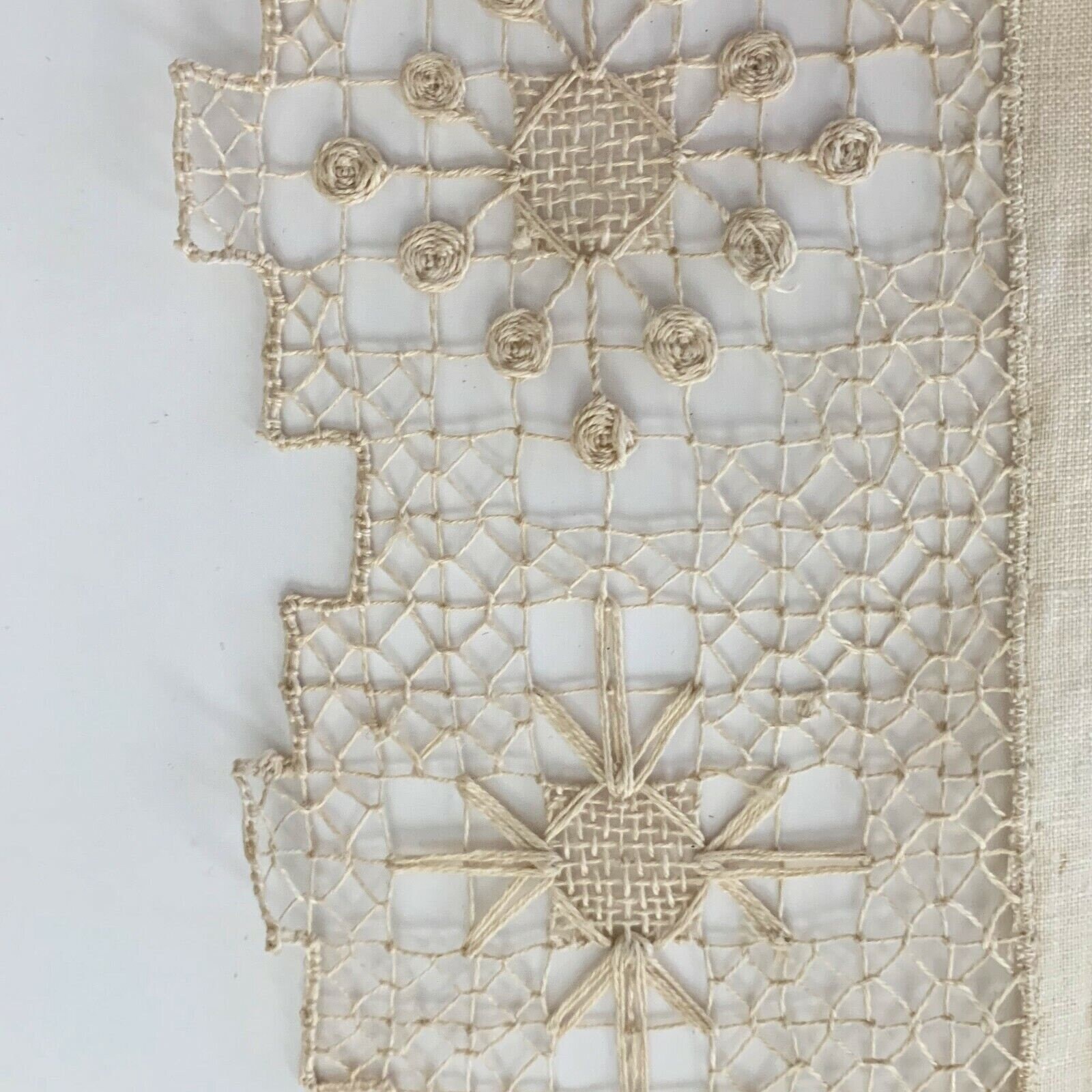 Handmade Linen Lace Table Runner Made Japan Cottage Core Shabby Decor Granny
