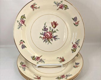 Vintage 1950s Homer Laughlin Priscilla Salad Plates Set 4 Made USA Cottagecore