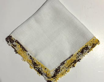 Heirloom Linen Bridesmaid Handkerchief Cottage Core Wedding Vintage Crochet Lace