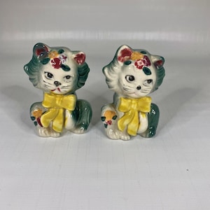 Salero y pimentero vintage con forma de gatito, hecho en Japón, decoración de cocina estilo cottagecore