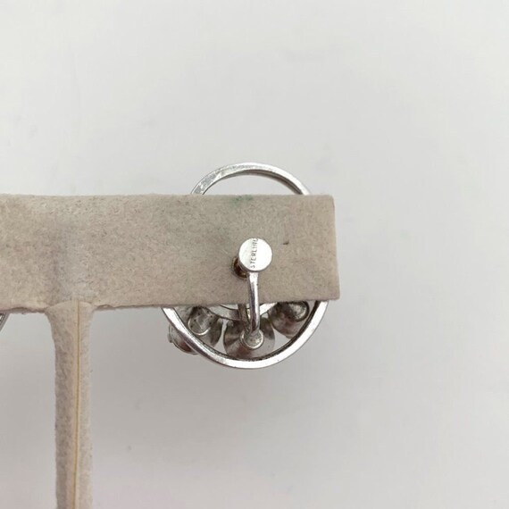 Sterling Rhinestone Brooch Earring Set Vtg Silver… - image 5