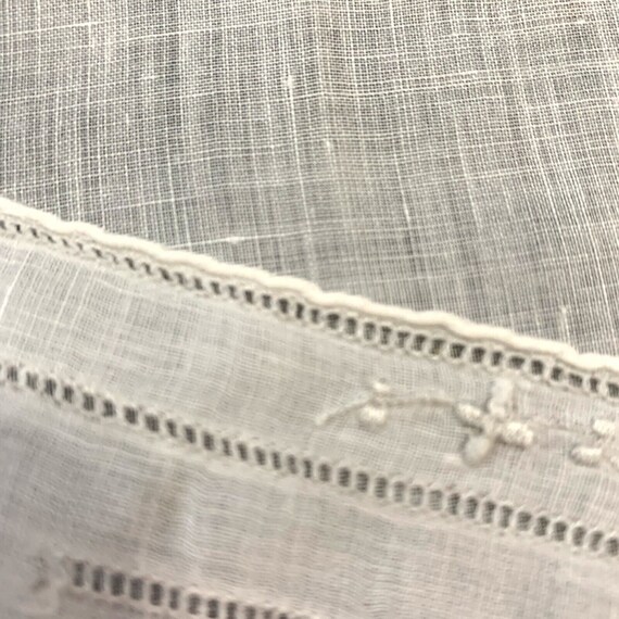 Embroidered Linen Brides Wedding Handkerchief Cot… - image 4