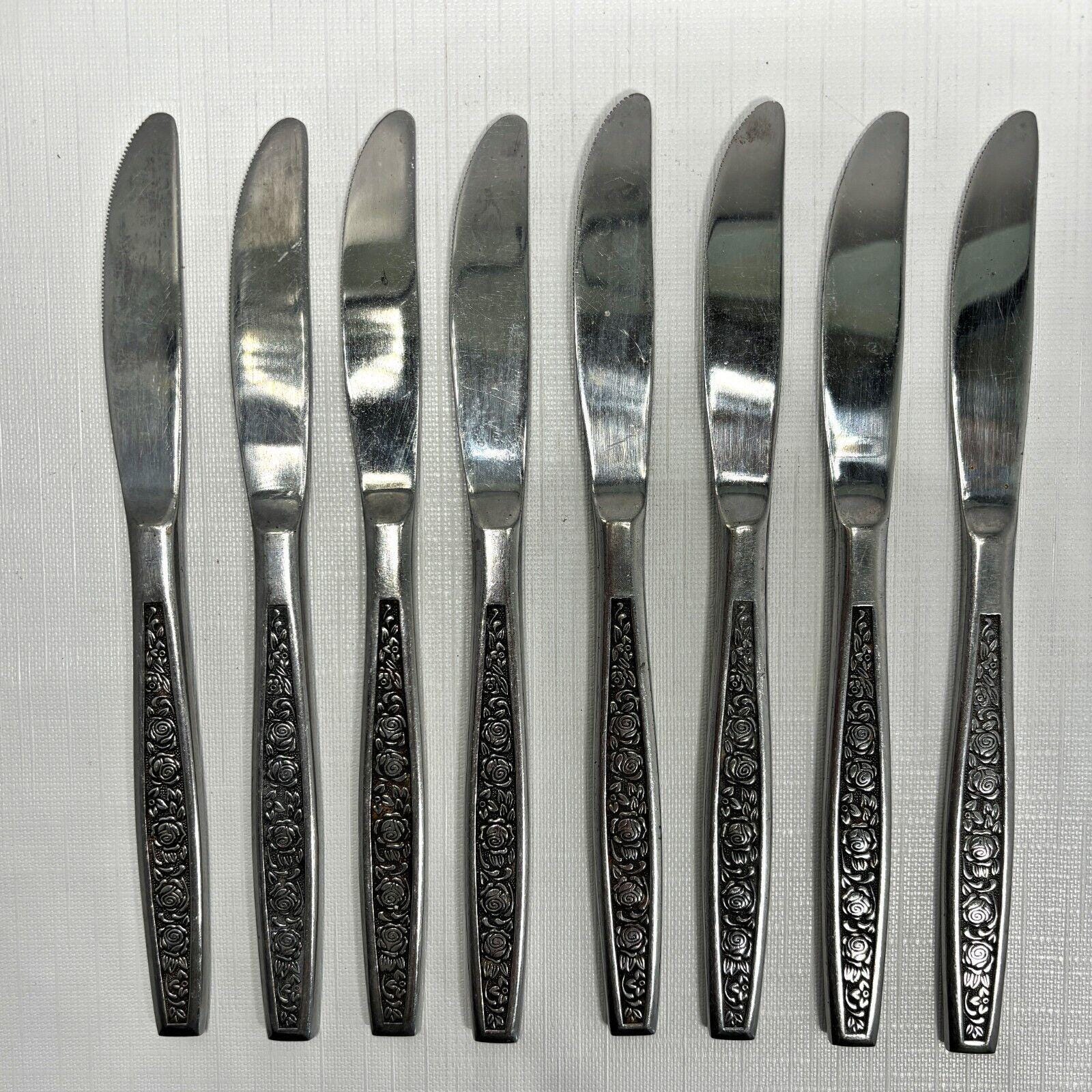 【John Sanderson】 【純銀ハンドル】ローズのティーナイフ 薔薇 ジョージ・ジェンセン「“Rose” ディナーフォーク&ナイフ セット