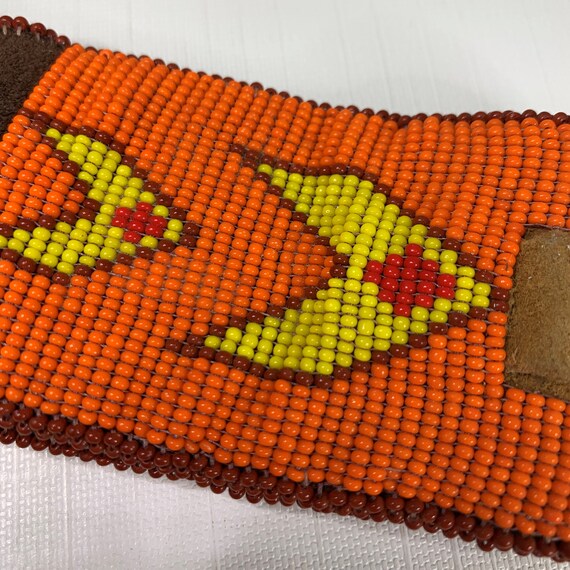 Vintage Native American Seed Beaded Watch Band Orange… Gem