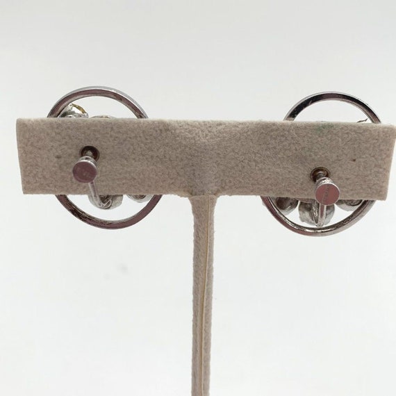 Sterling Rhinestone Brooch Earring Set Vtg Silver… - image 2