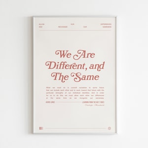 Different and the Same - Printable Audre Lorde Quote - Minimal Typography Wall Art Home Decor