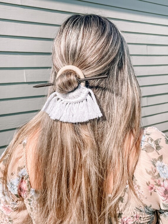 Macrame Hair Accessoriesmacrame Hair Pinhair Etsy