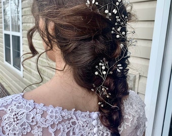 Haarranke Hochzeit, Kristall Haarranke, Perlen Haarranke, Haarranke Silber