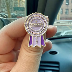 Conversation Participation Award Enamel Pin – Funny Social Anxiety Gift, Introvert Award Pin, Sarcastic Enamel Pin, Self-Care Humor Gift