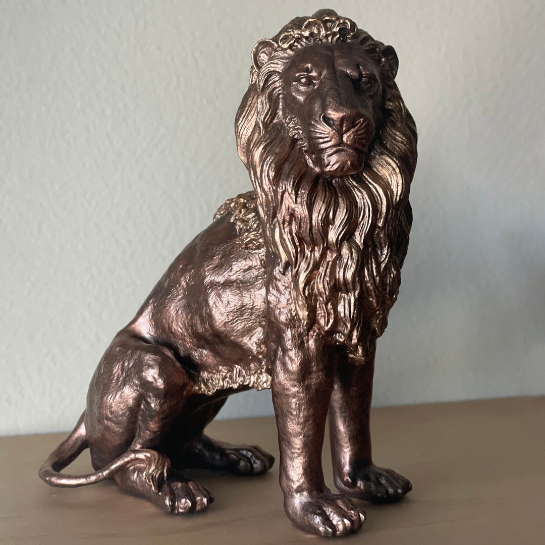 Sitting Lion Statue Etsy