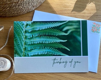 THINKING of YOU CARD | thinking of you fern card, card with plant, just because greeting card blank inside