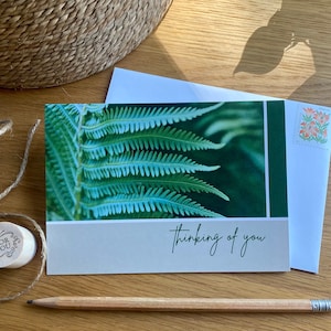 THINKING of YOU CARD | thinking of you fern card, card with plant, just because greeting card blank inside