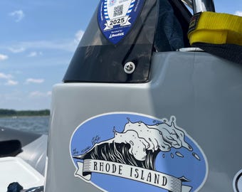 RHODE ISLAND STICKER | rhode island wave sticker, rhody souvenir, rhode island sticker, larger bumper sticker ri travel, large decal sticker