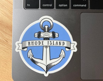 RHODE ISLAND STICKER | ri anchor sticker, souvenir from rhode island, rhody car sticker, mailable gift, sticking stuffer, rhode island gift