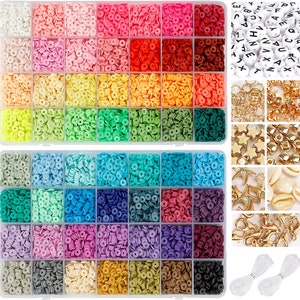 56 Colors 14420pcs 6mm Polymer Clay Beads Heishi Flat Round Bead DIY Jewelry Making Kit