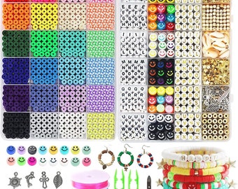7200pcs Polymer Clay Beads Set 24 Colors Round Disc Spacer Heishi Jewelry Making Kit