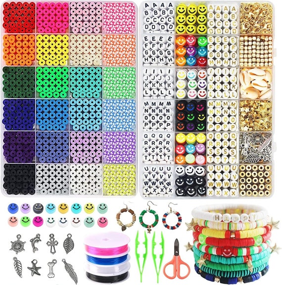 7200pcs Polymer Clay Beads Set 24 Colors Round Disc Spacer Heishi Jewelry  Making Kit 