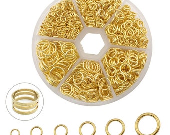 Thelicraft 1010pcs 4mm 5mm 6mm 8mm 10mm 12mm Jump Ring Kit for DIY Earring Bracelet Necklace