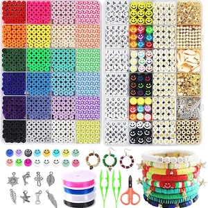 7200pcs Polymer Clay Beads Set 24 Colors Round Disc Spacer Heishi Jewelry Making Kit