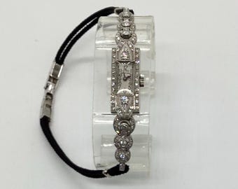Serviced Antique Art Deco Platinum and 1CTW Natural Diamonds Ladies Watch