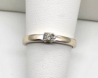 Natural Solitaire Diamond Solid 14k White gold Ladies Engagement Style Ring