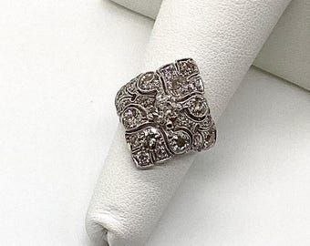 Antyczny damski pierścionek koktajlowy z platyny, 2 ct naturalnych diamentów w szlifie starego kopalni