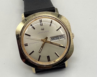 Vintage 1960er Jahre HAMILTON Automatik 14K Gelbgold Gehäuse Herrenuhr