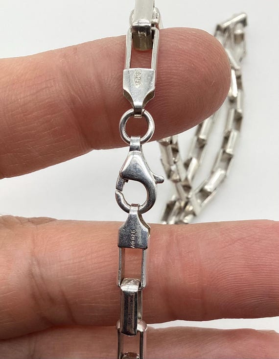 925 Sterling Silver Paperclip Rectangular Square … - image 5