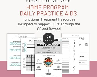 Materiales imprimibles para el seguimiento de objetivos de terapia del habla y el lenguaje en programas domiciliarios para la disfagia, la comunicación y la cognición.