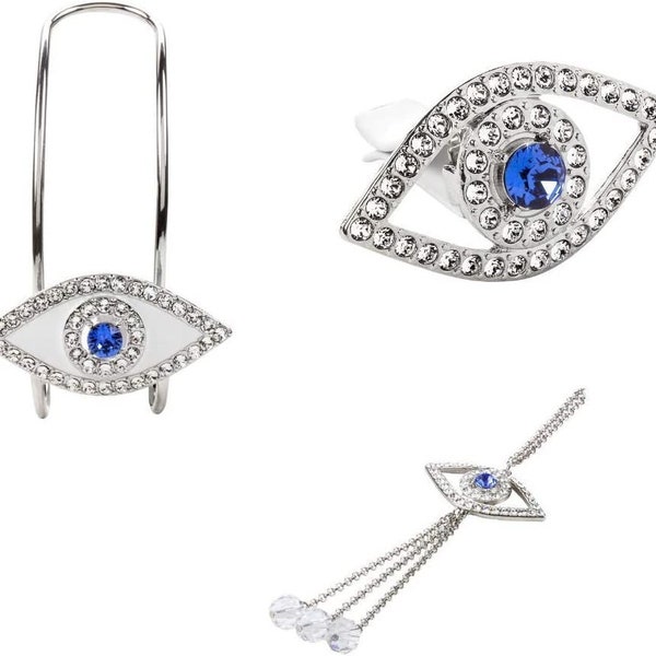 Evil Eye Car Decor Set Embellished with Real Swarovski Crystals Bag Hook Vent Charm Window Pendant Luxury Car Decor SUV Sport Car  Truck