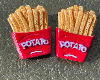 Cute French Fries Earrings, Fast Food Earrings, Food Earrings, McDonald Fries Earrings, Stud Earrings, Sterling Silver Post. Teen Jewelry