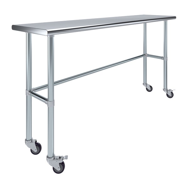 18″ X 72″ Stainless Steel Work Table With Open Base & Casters