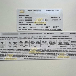 CAT C-12 2KS 11,9 l dieselmotor klepdeksel sticker sticker 1999 CUSTOM