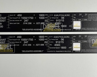 Cumins ISX 450 450ST 485 485ST Motor Ventildeckel Aufkleber Sticker Set BLACK Edition CUSTOM