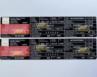 Chiccolumns ISB 5.9L Motor Ventildeckel Aufkleber Sticker set 1998 1999 BLACK Edition CUSTOM